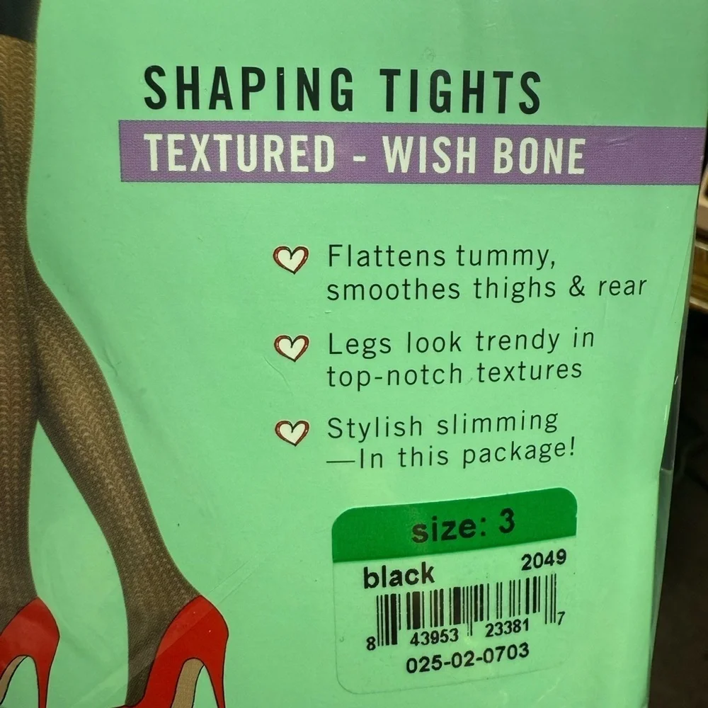 Love Your Assets Spanx Black size 3 NWT Shaping Tights textured Wish‎ Bone